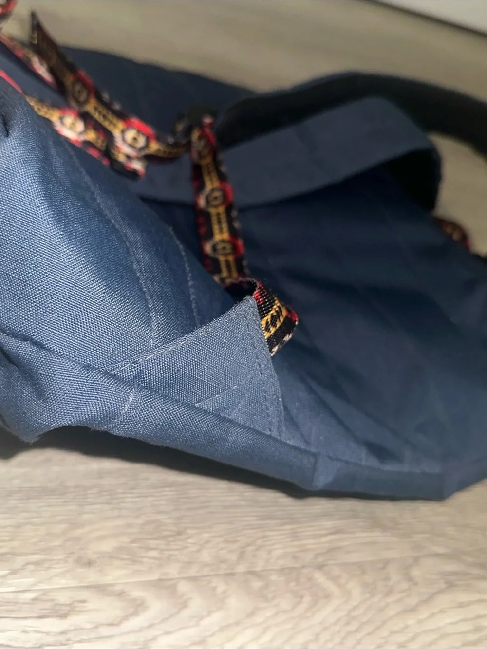 TOMS Stand Up Navy Blue Backpack Bag with Tribal Strap Accents